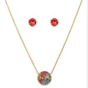 Coach Horse Carriage Crystal Necklace and Studd Set